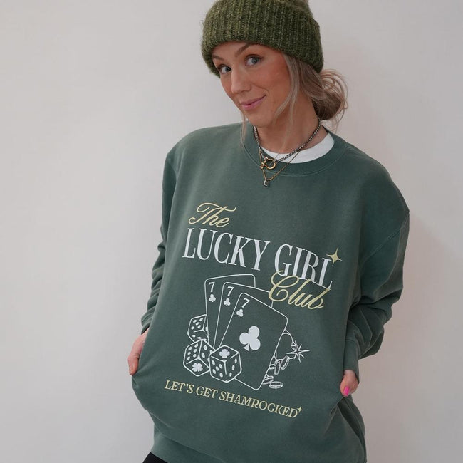 The Lucky Girl Club Pigment Dyed Crewneck