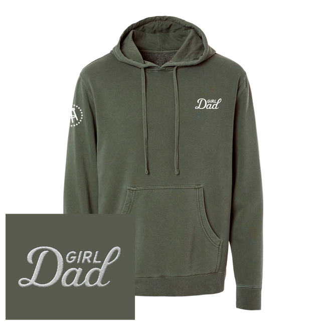 Girl Dad Embroidered Pigment Dyed Hoodie