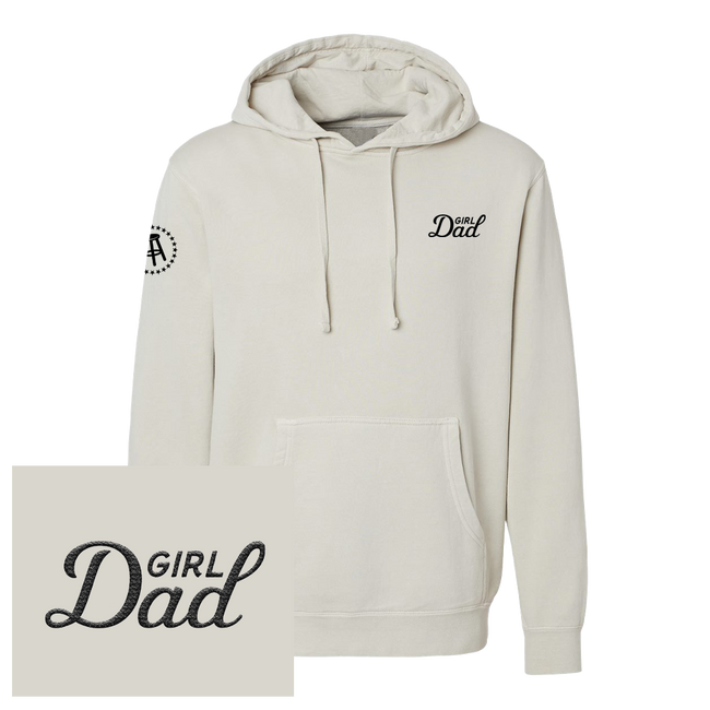 Girl Dad Embroidered Pigment Dyed Hoodie