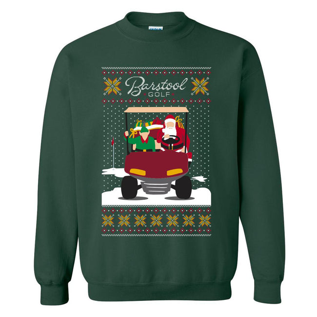 Barstool Golf Santa Golf Cart Ugly Sweater