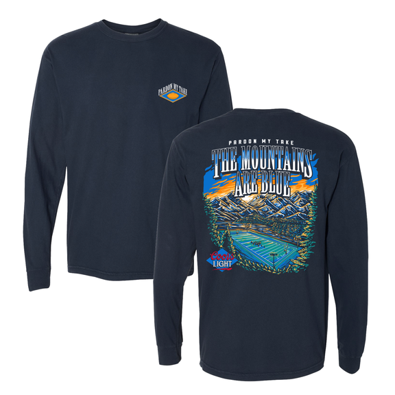 Coors x Pardon My Take The Mountains Are Blue Football Long Sleeve Tee