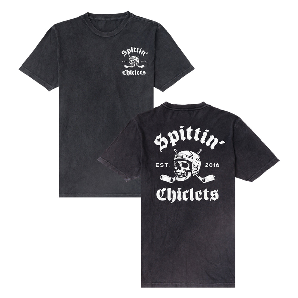 Spittin' Chiclets Skull Helmet Sticks Tee