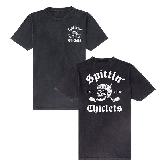 Spittin' Chiclets Skull Helmet Sticks Tee