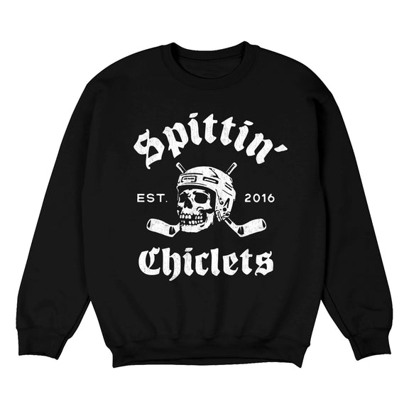 Spittin Chiclets Skull Helmet Sticks Crewneck