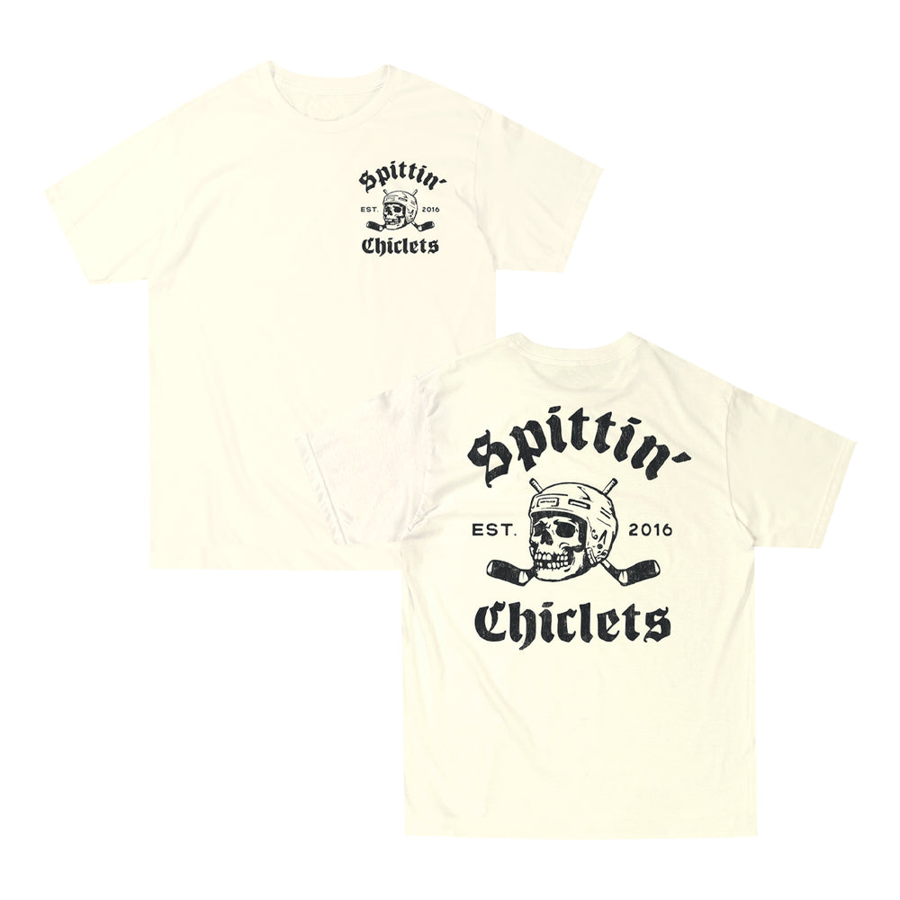 Spittin' Chiclets Skull Helmet Sticks Tee