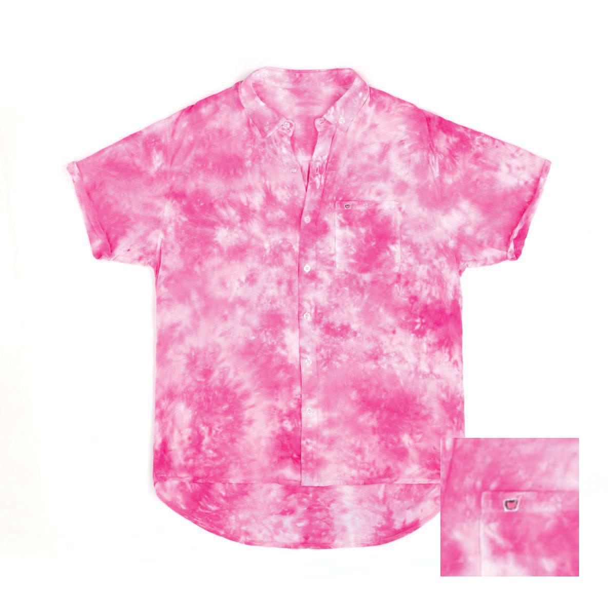 Rails Whitney Peach Pink Tie Dye Cuffed Short Sleeve S Linen/Rayon high quality