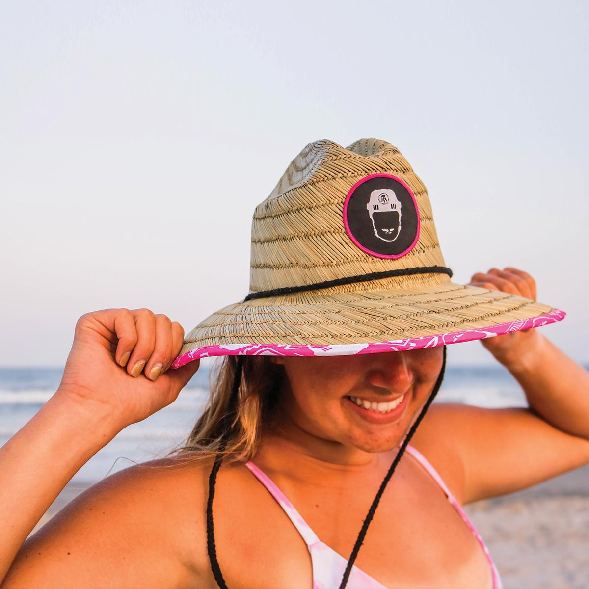 Pink Whitney Straw Lifeguard Hat